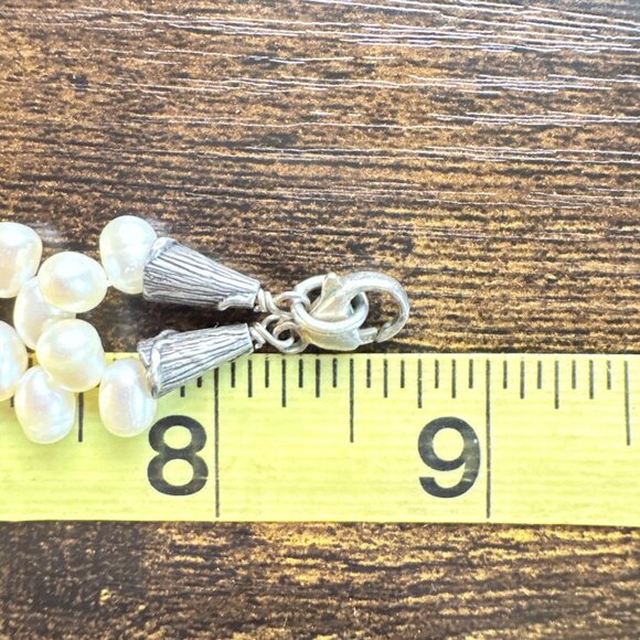 Sterling Silver 925 Alternating Freshwater Pearl Chain Necklace Size 17" Length - Picture 9 of 11